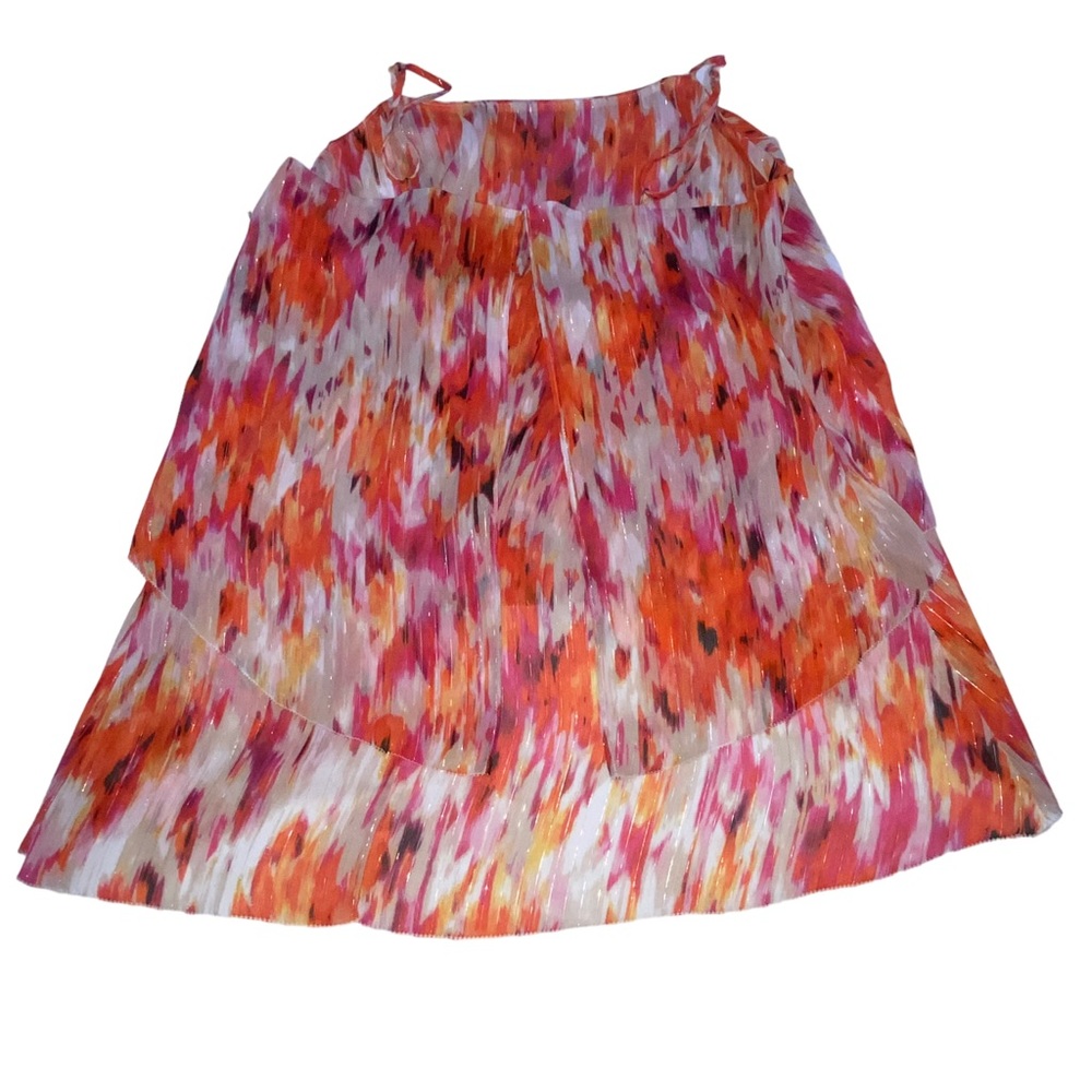 ANA Ikat Golden Poppy Sheer Tiered Strappy Multi Color Top Women’s Large NWT - Picture 12 of 15